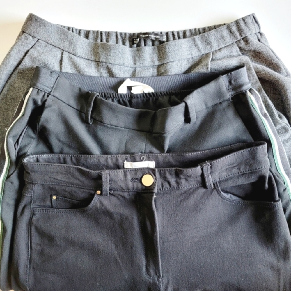Zara H&M Pants Trouser Bundle Ankle Length Three Pairs Sz L / 38 / 40